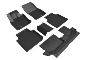 Volkswagen Tiguan Floor Mat Set - 1st, 2nd & 3rd Rows - 3D MAXpider - Kagu - Black - `18-`24
